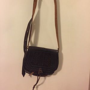 Brown leather crossbody bag